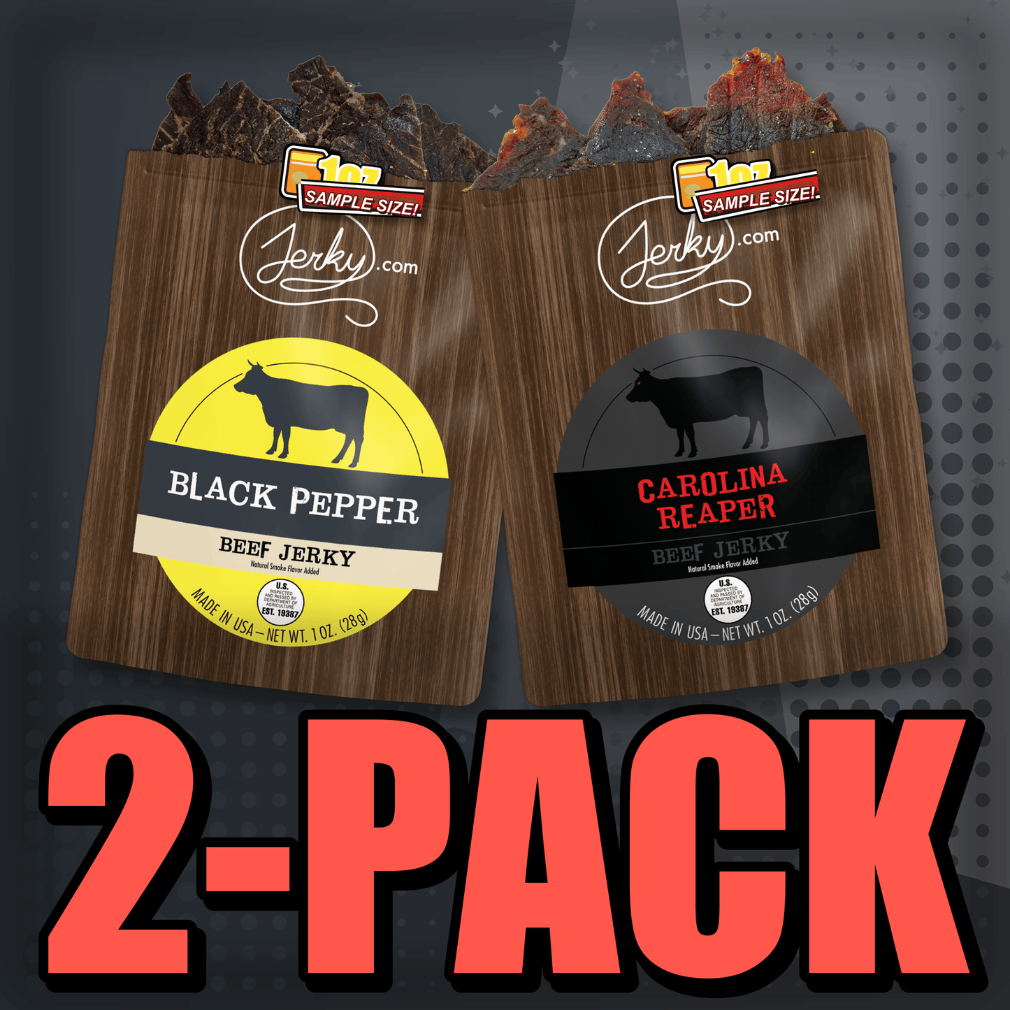 Black Pepper & Carolina Reaper 2-Pack by Jerky.com