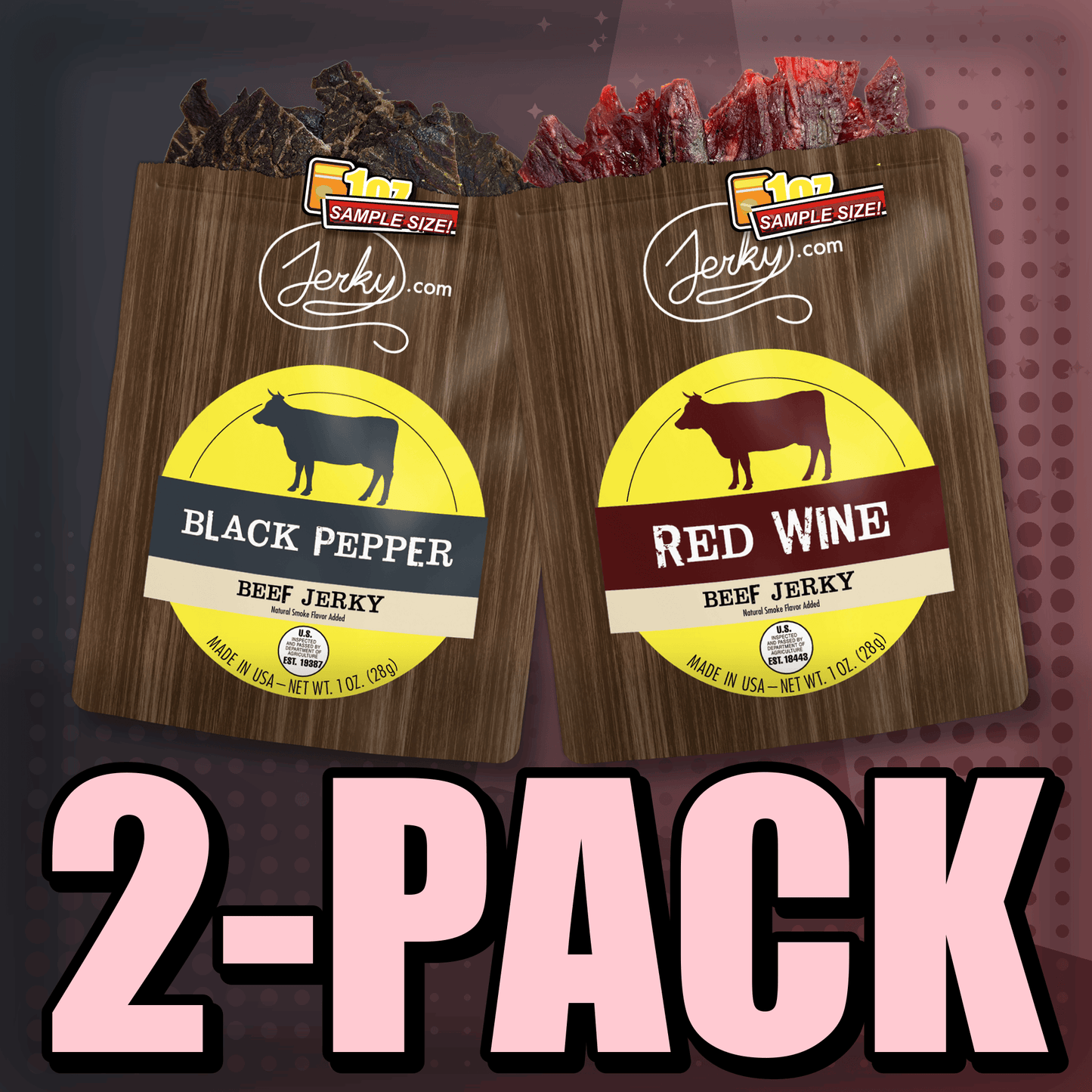 Black Pepper & Red Wine Flavored Jerky2-Pack by Jerky.com