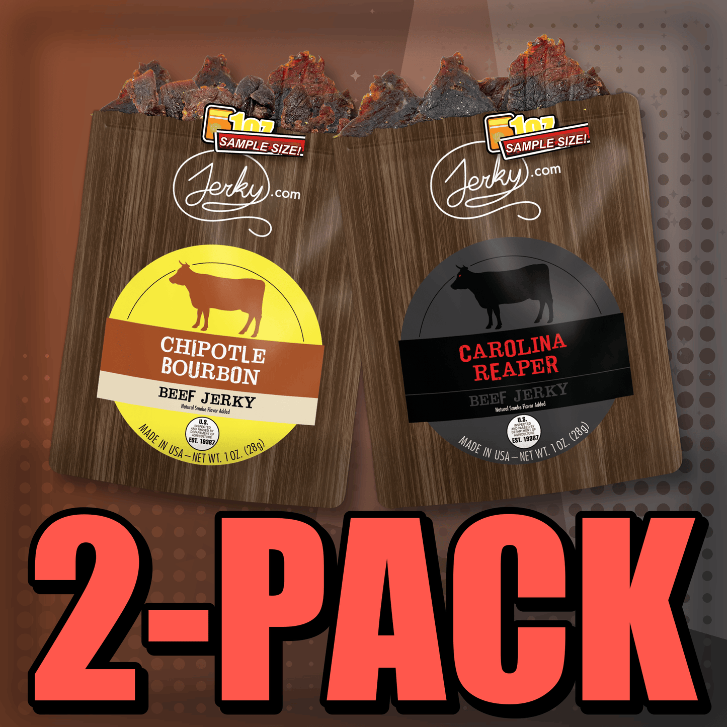 Chipotle Bourbon & Carolina Reaper 2-Pack by Jerky.com