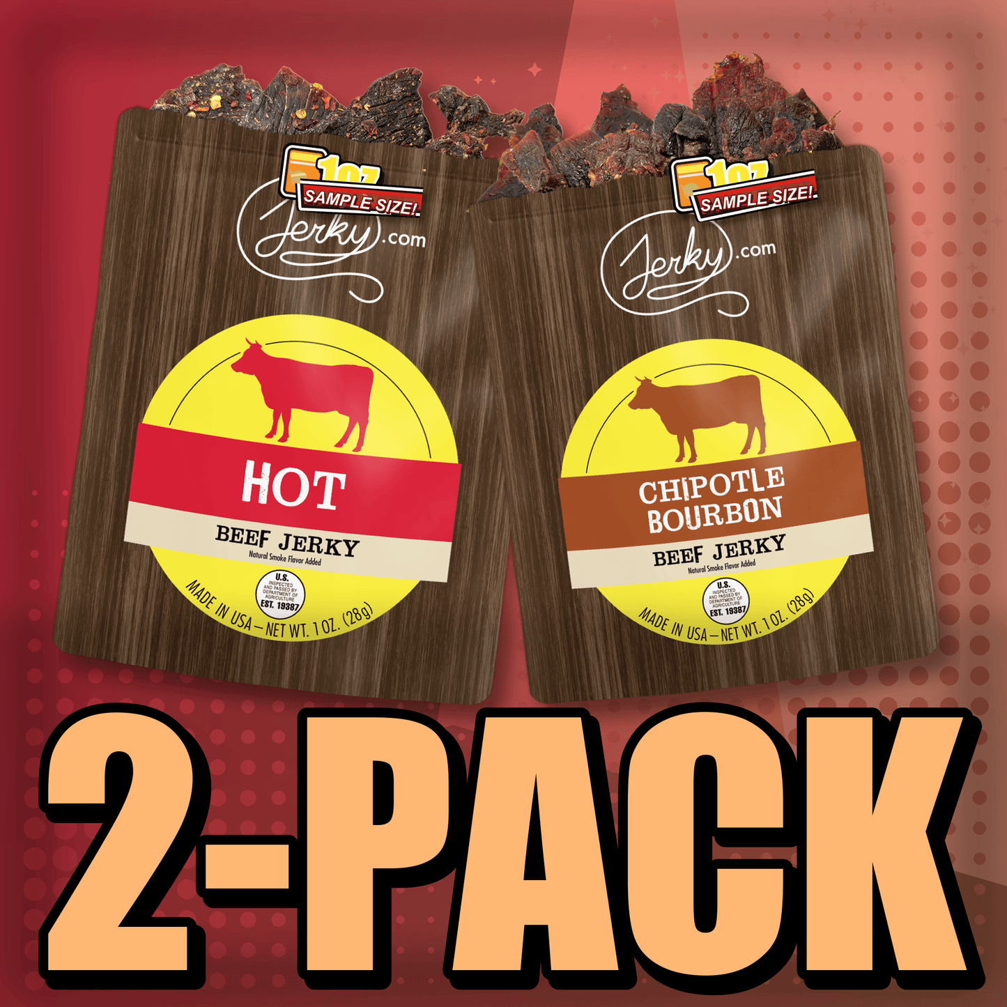 Hot & Chipotle Bourbon 2-Pack by Jerky.com