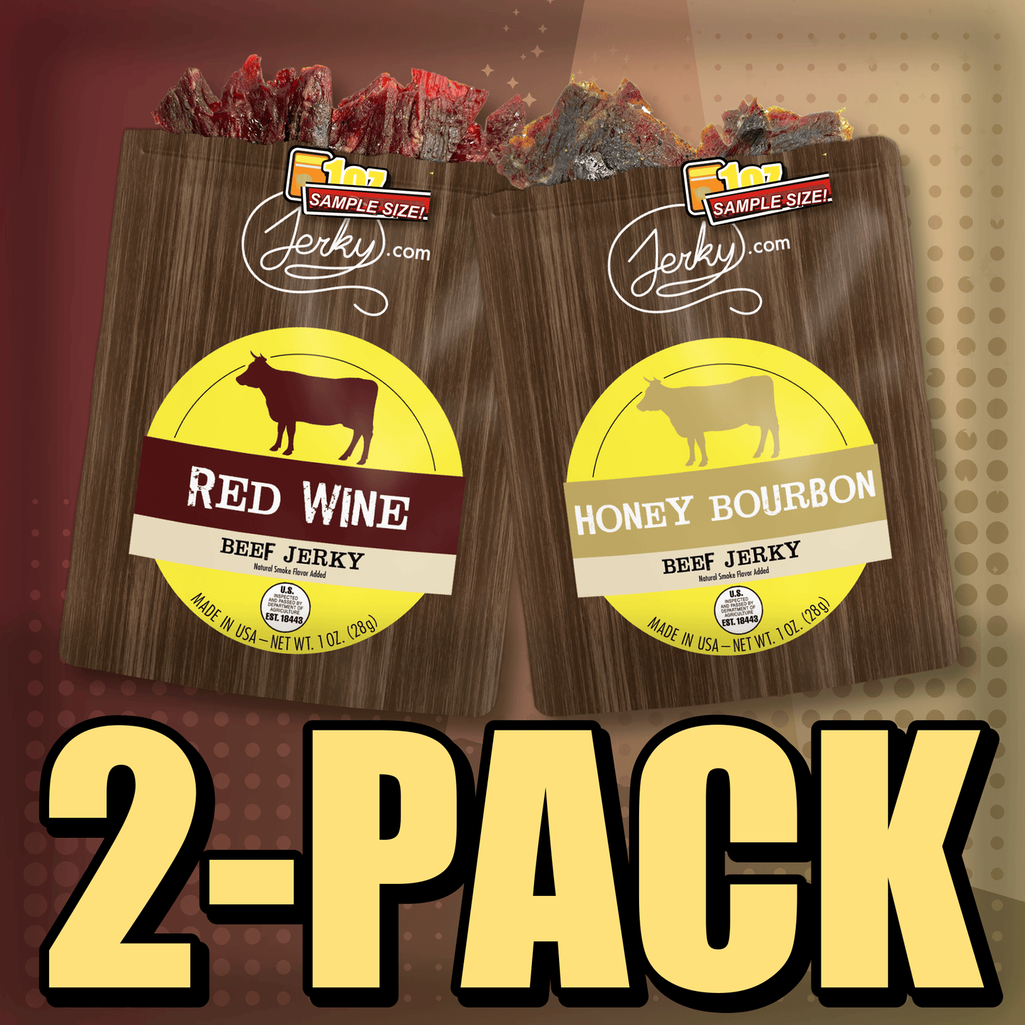 Red Wine & Honey Bourbon 2-Pack by Jerky.com