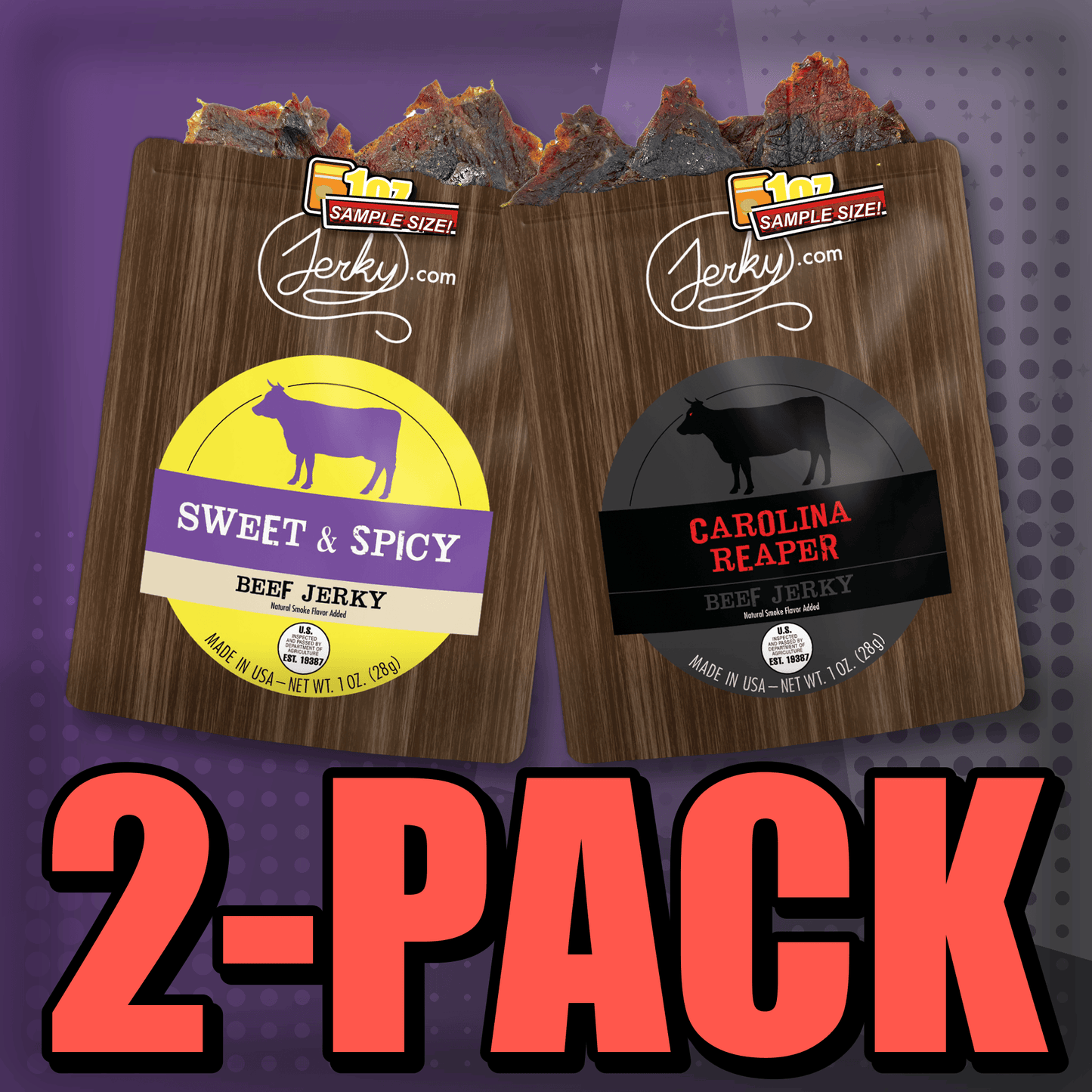 Sweet & Spicy & Carolina Reaper 2-Pack by Jerky.com