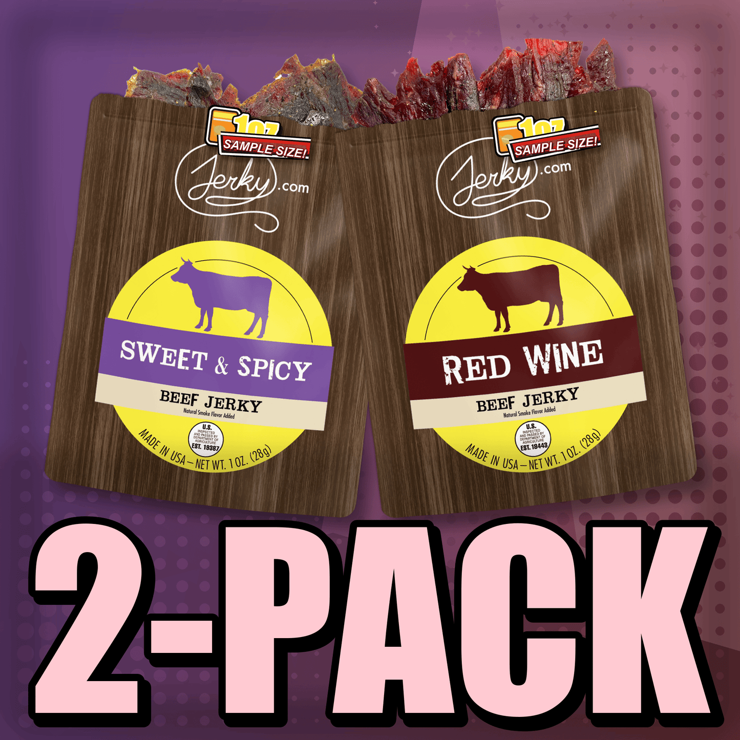 Sweet & Spicy & Red Wine Flavored Jerky 2-Pack by Jerky.com