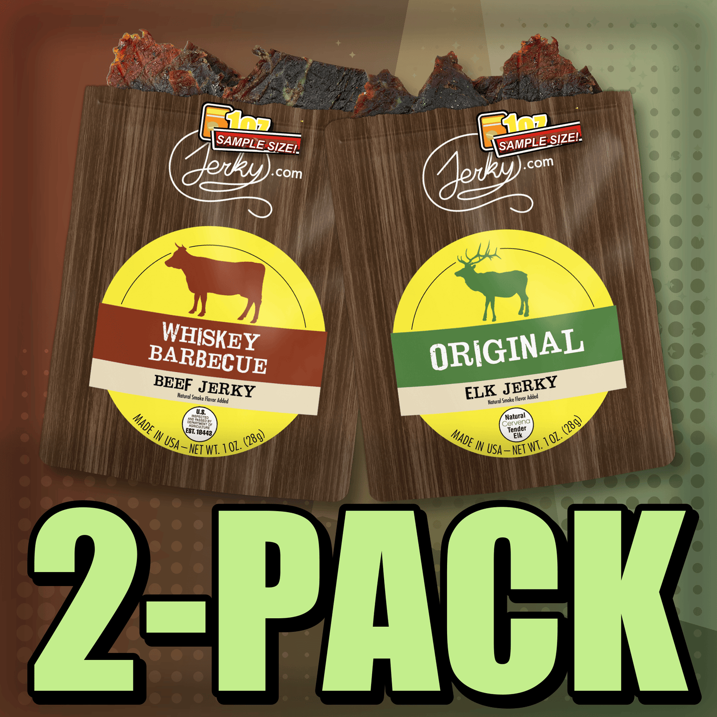 Whiskey BBQ & Original Elk 2-Pack by Jerky.com