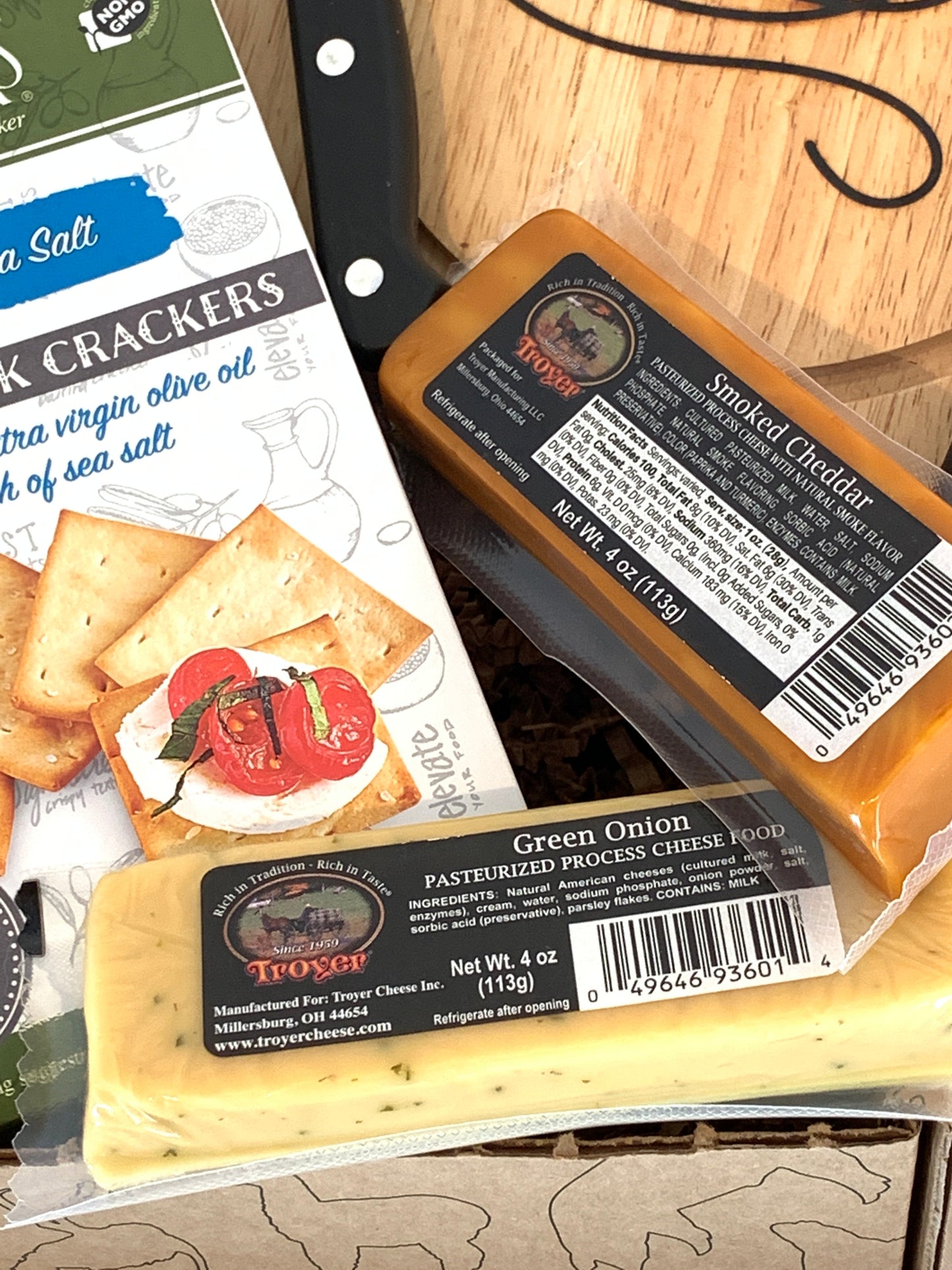 Cheese & Crackers Gift Box with Cutting Board Set by Jerky.com