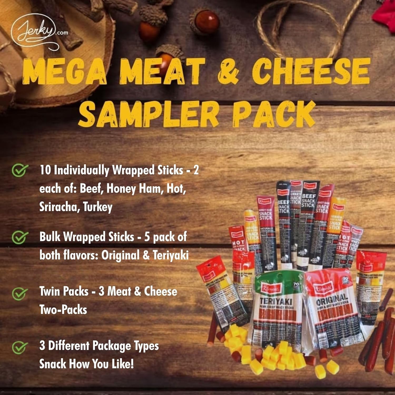 26 pc. Meat and Cheese Sticks Sampler by Jerky.com