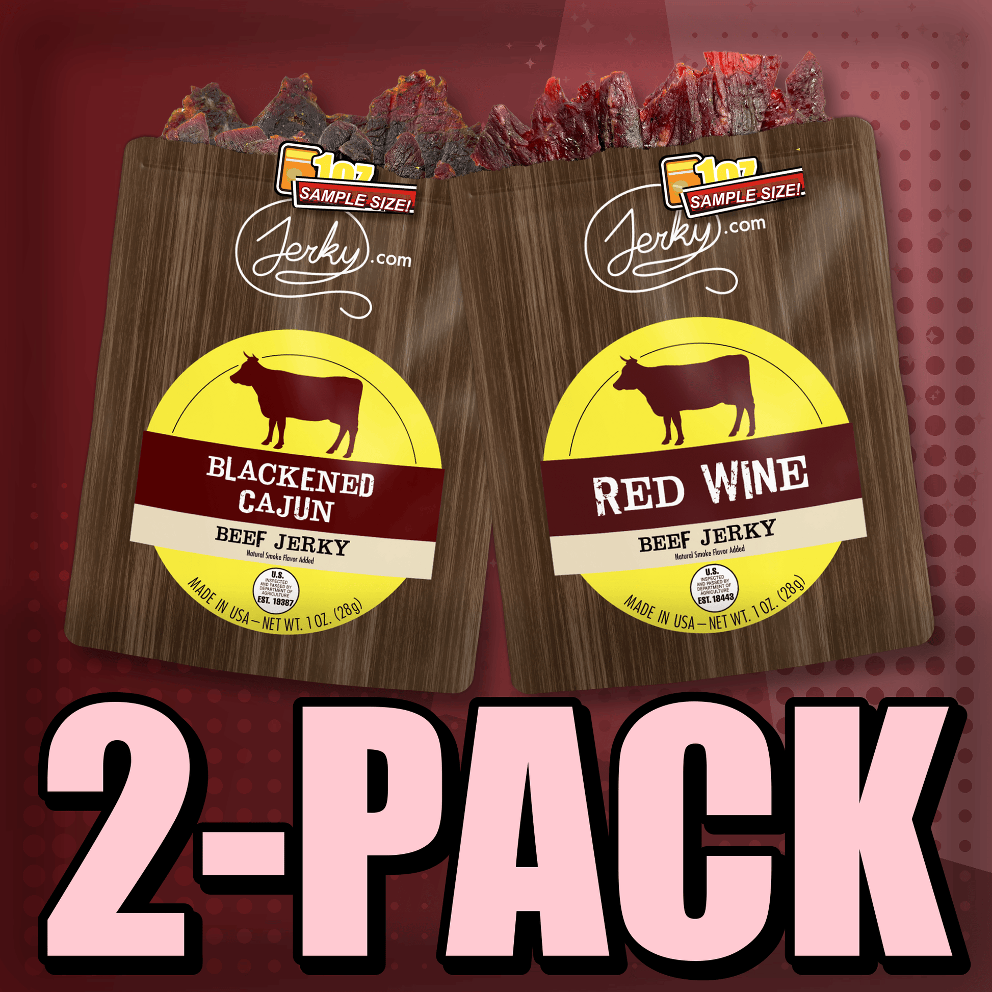 Blackened Cajun & Red Wine Flavored Jerky 2-Pack by Jerky.com