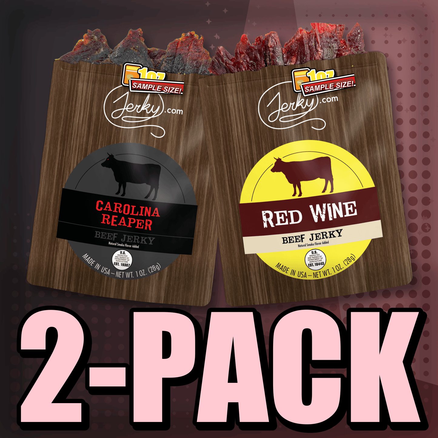 Carolina Reaper & Red Wine Flavored Jerky 2-Pack by Jerky.com
