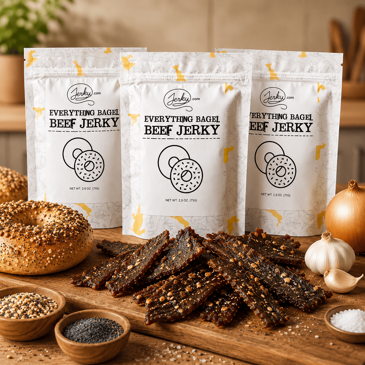 Everything Bagel Beef Jerky - Limited Edition Test Kitchen Jerky - 3 Pack by Jerky.com