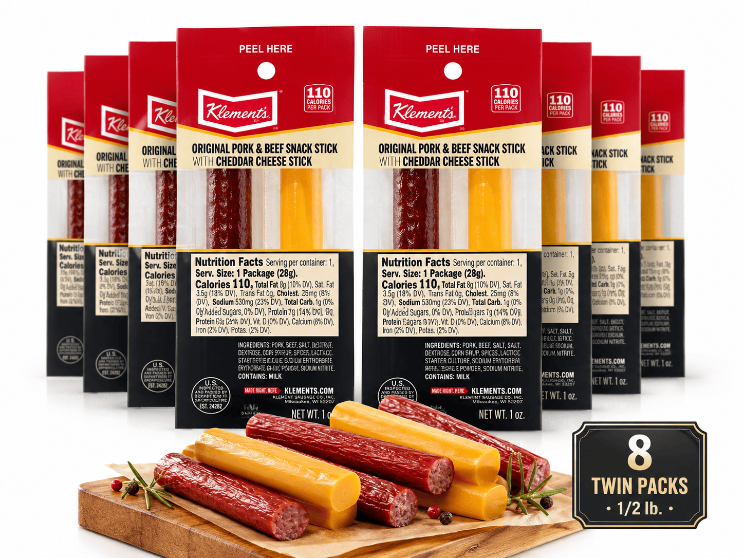 8 pc. Meat & Cheese Twin Packs by Jerky.com