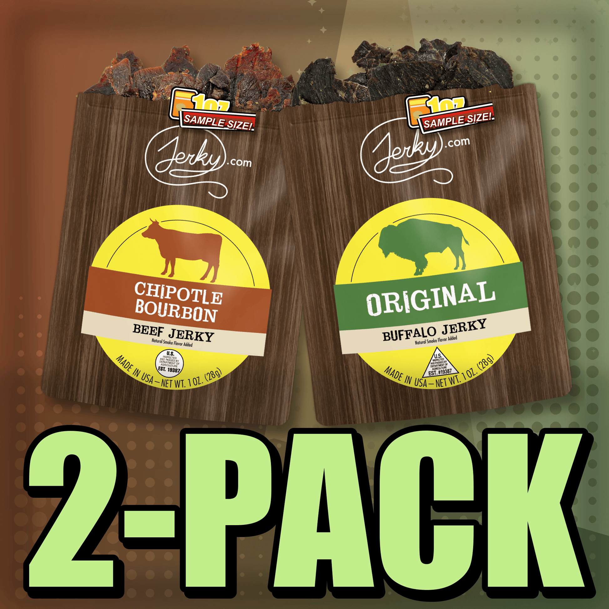 Chipotle Bourbon & Original Buffalo 2-Pack by Jerky.com