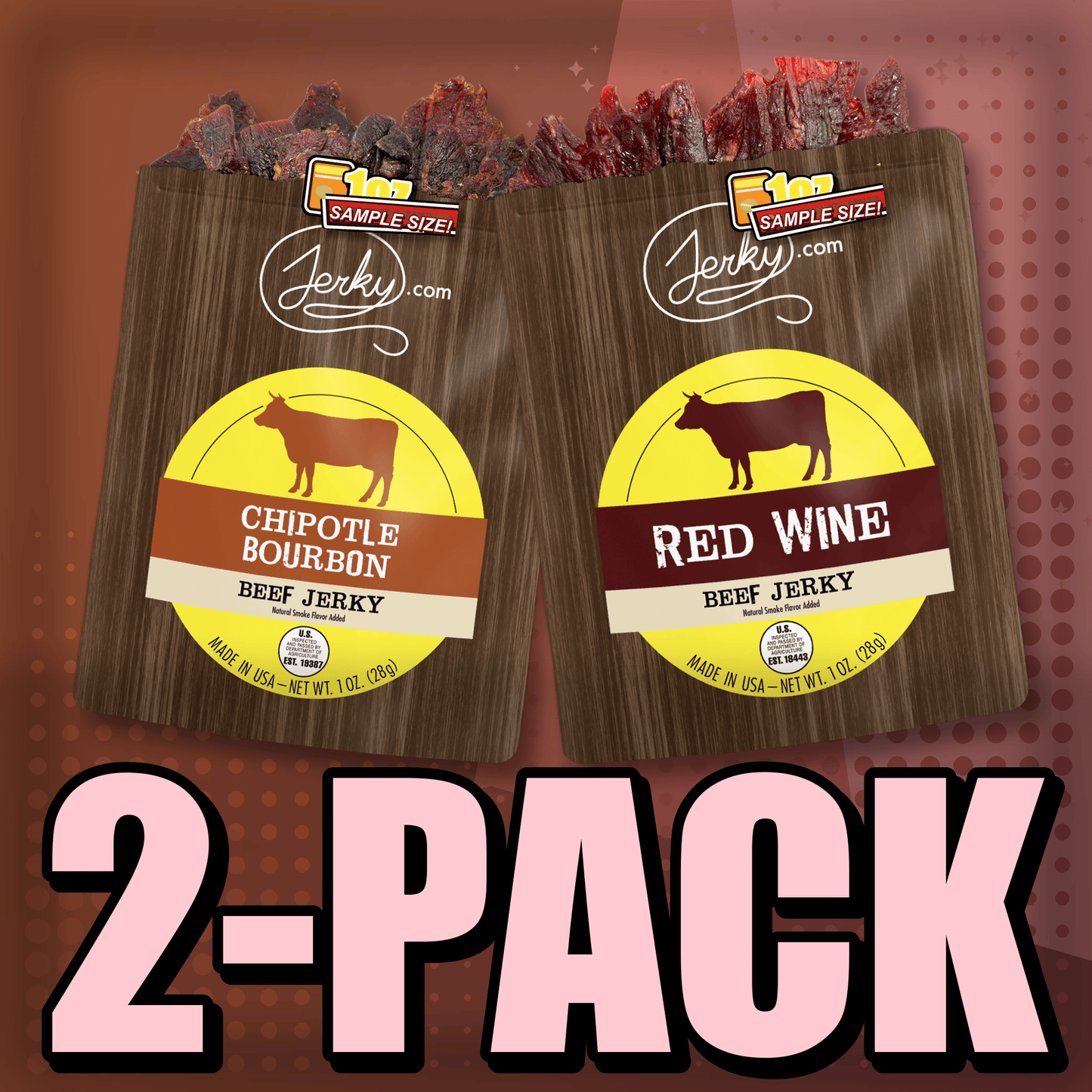 Chipotle Bourbon & Red Wine Flavored Jerky 2-Pack by Jerky.com
