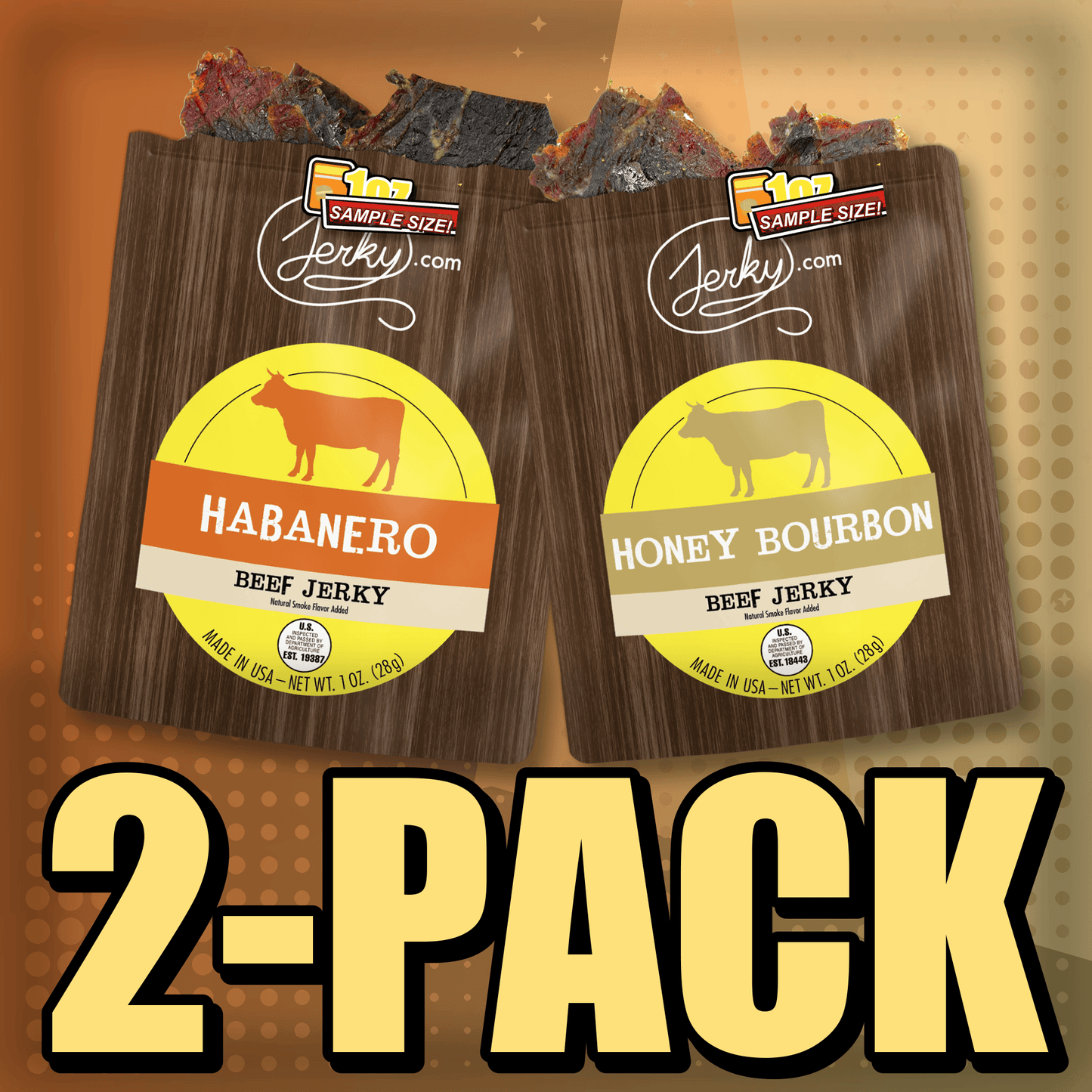 Habanero & Honey Bourbon Flavored Jerky 2-Pack by Jerky.com