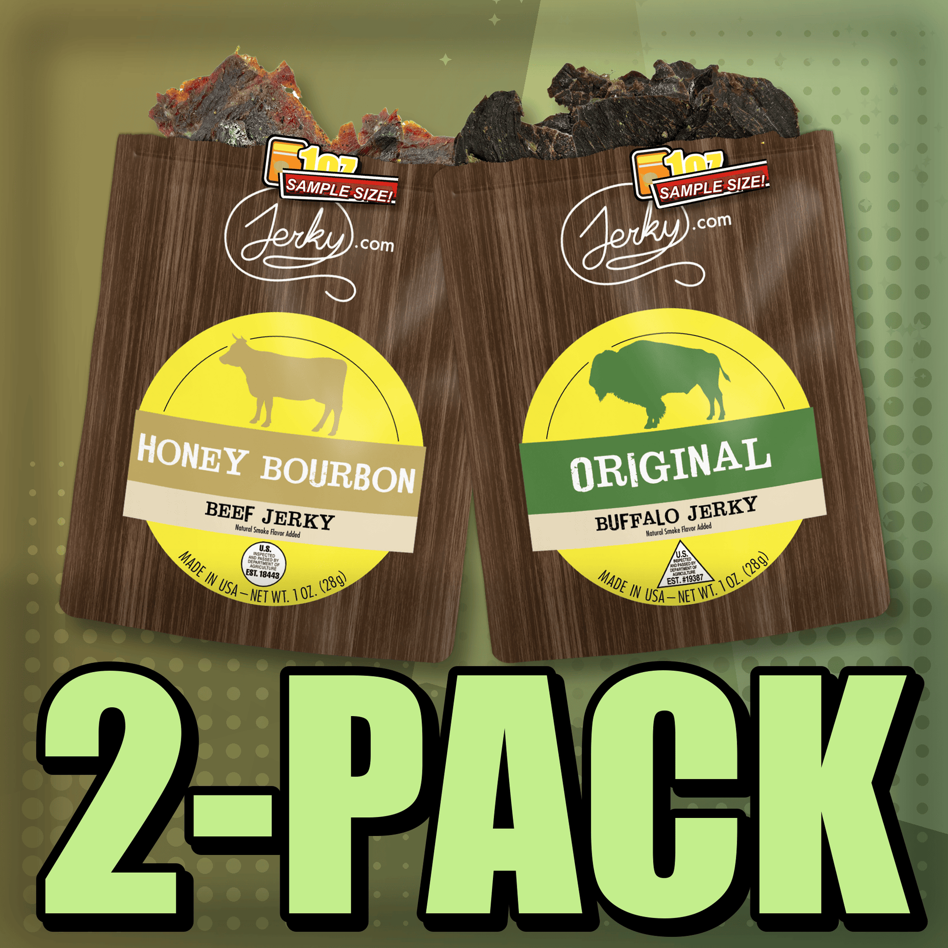 Honey Bourbon & Original Buffalo 2-Pack by Jerky.com