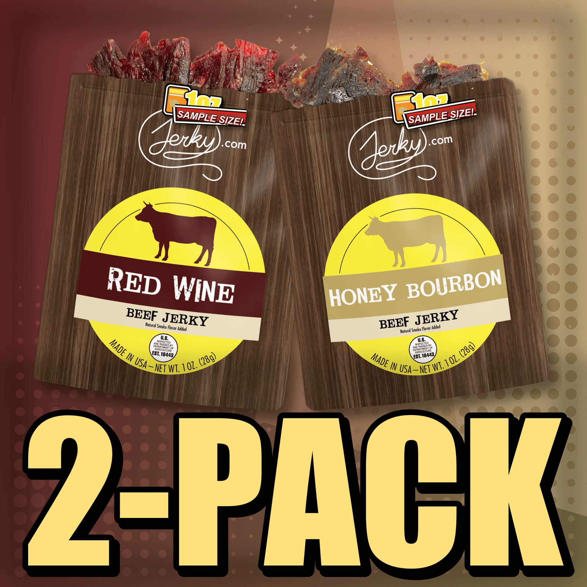 Red Wine & Honey Bourbon 2-Pack by Jerky.com