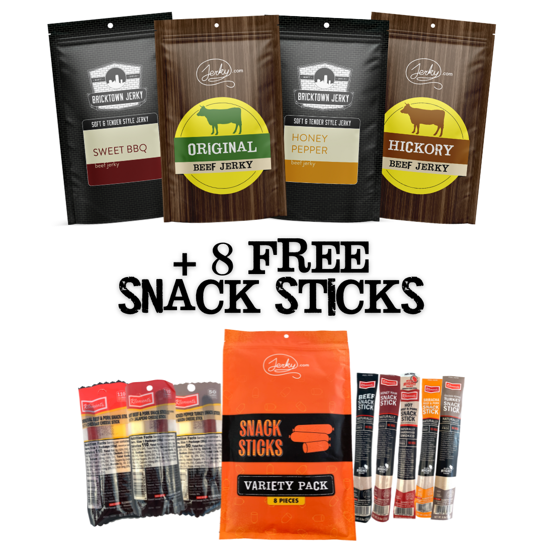 4 Best-Selling Jerky Flavors + 8 FREE Snack Sticks! by Jerky.com