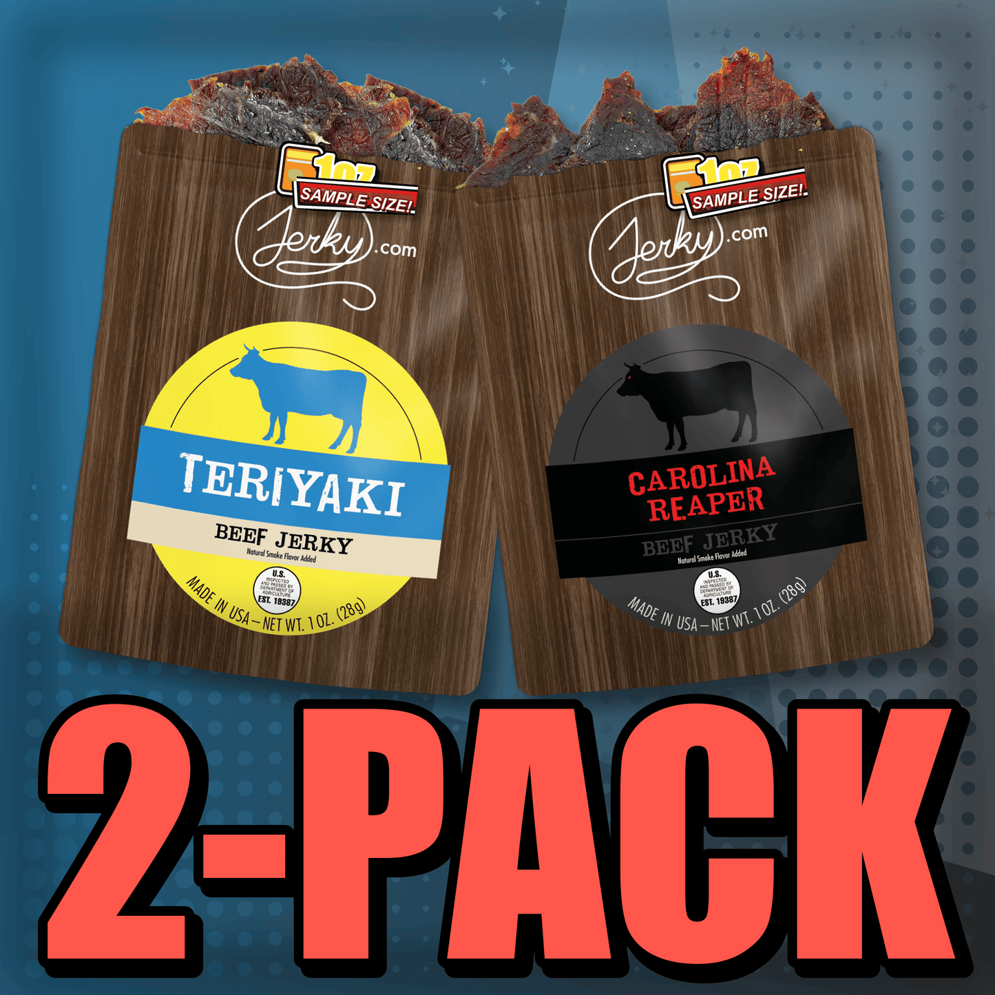 Teriyaki & Carolina Reaper 2-Pack by Jerky.com