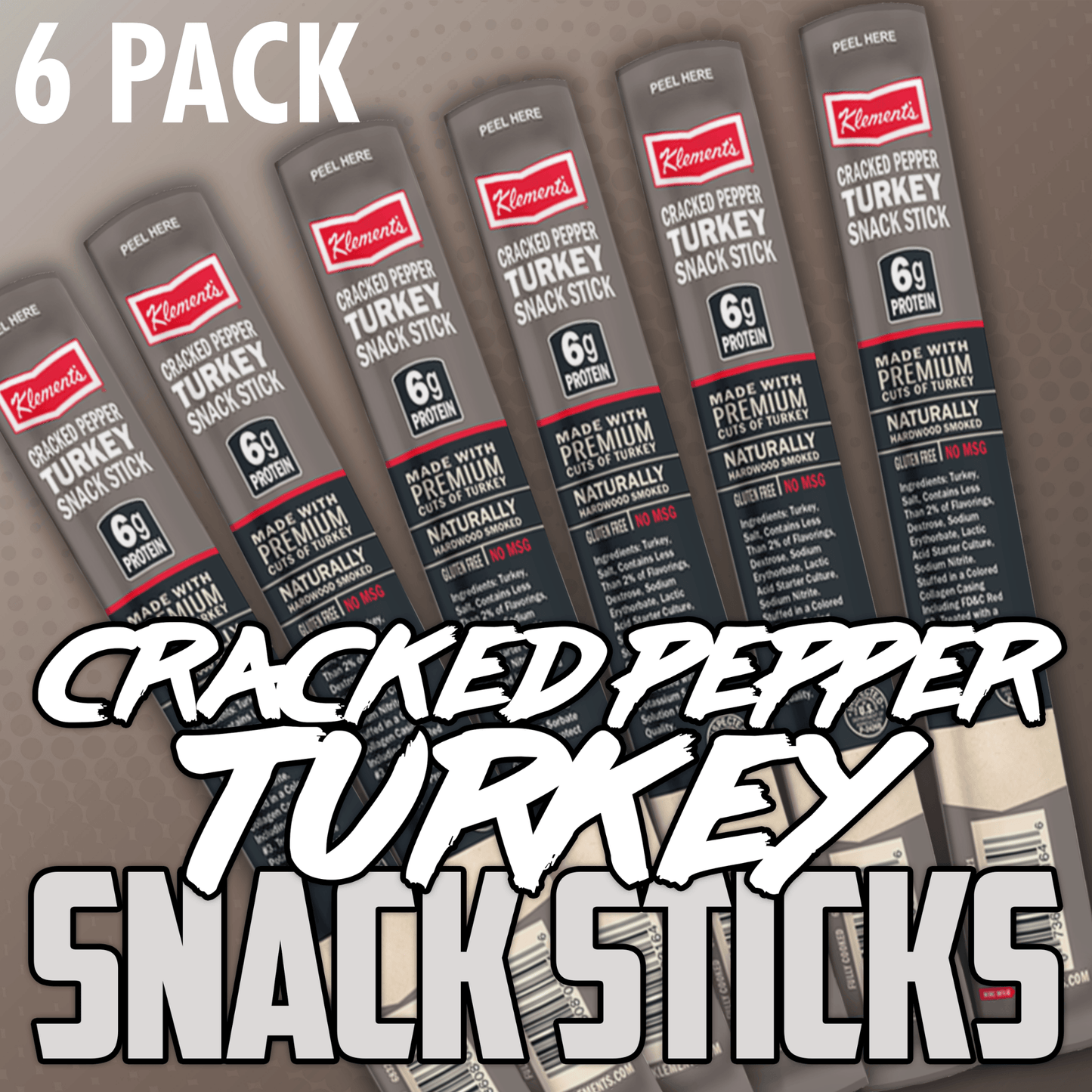 6 Pack of Cracked Pepper Turkey Sticks - Tiktok by Jerky.com