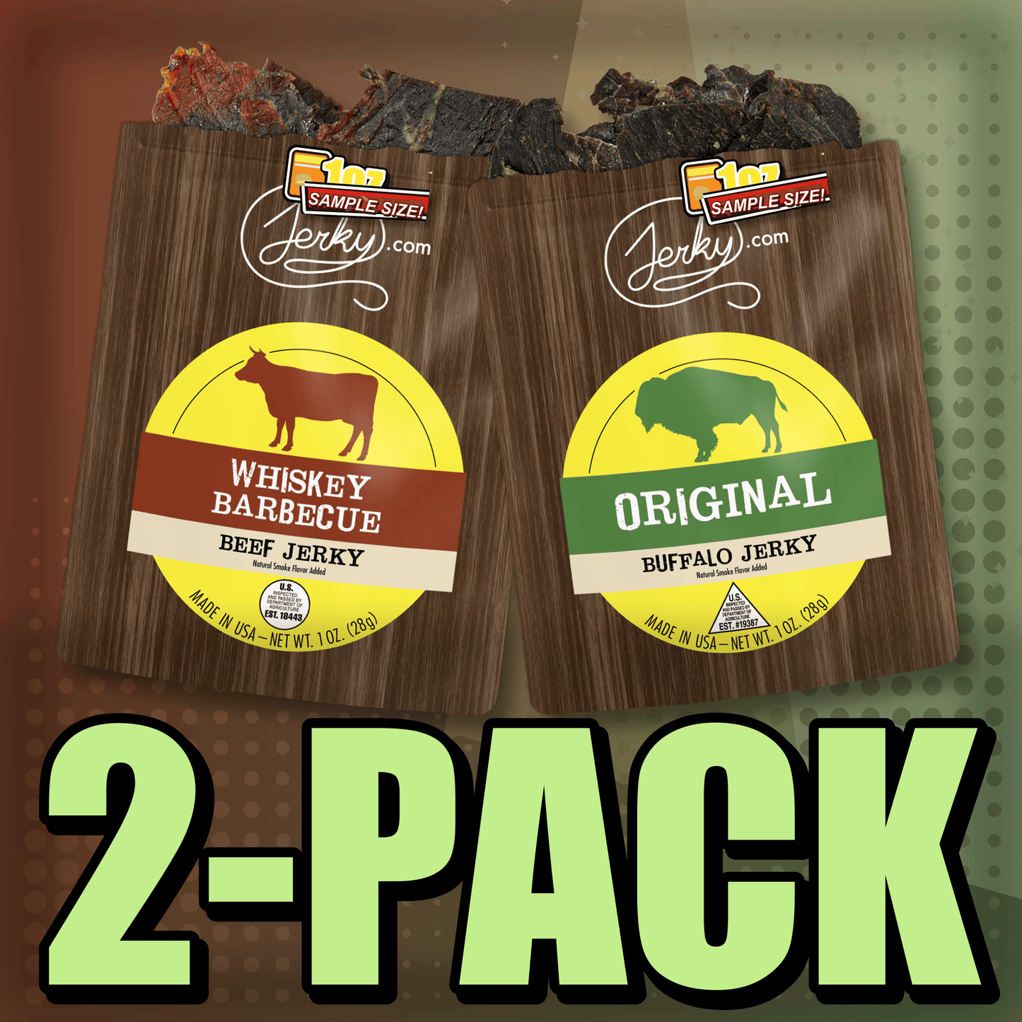 Whiskey BBQ & Original Buffalo 2-Pack by Jerky.com