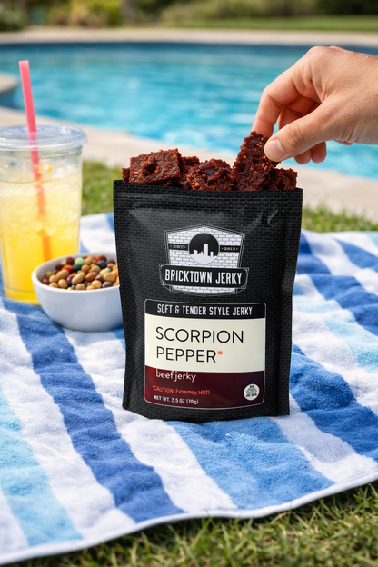 Soft and Tender Style Beef Jerky - Scorpion Pepper by Bricktown Jerky