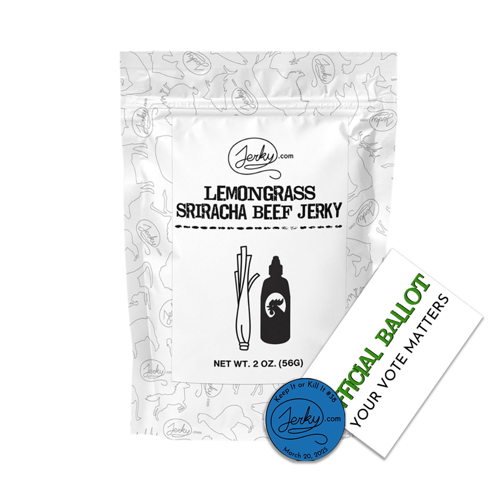 Test Kitchen Batch #52 - Lemongrass Sriracha Beef Jerky Keep It or Kill It Coin & Ballot Bundle by Jerky.com