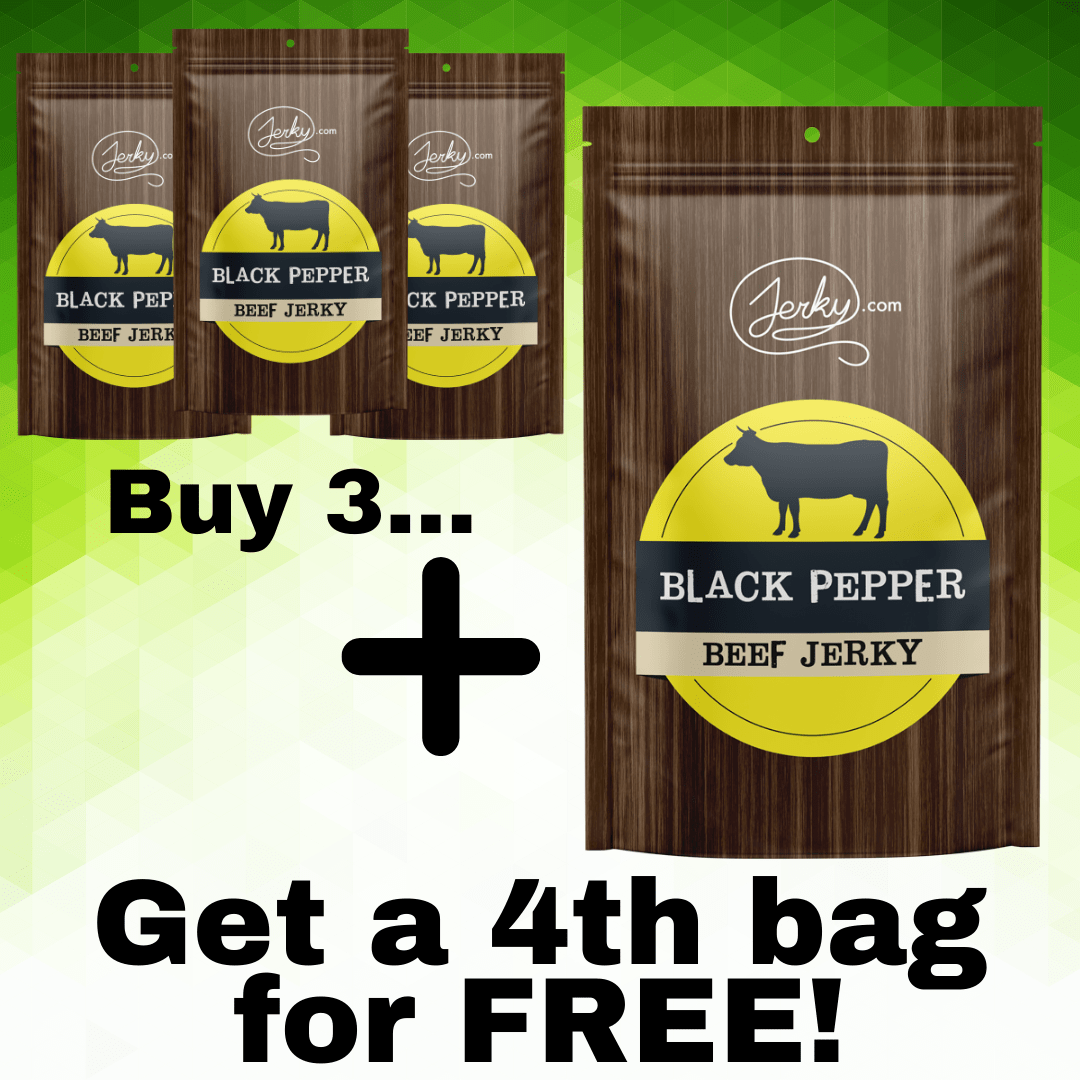 24 Hour Offer - Buy 3 Get 1 FREE Black Pepper Beef Jerky Bundle by Jerky.com