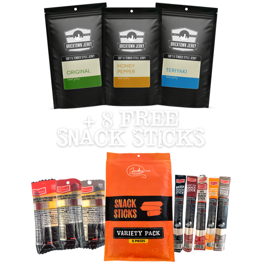 3-Flavor Easier-to-Chew Jerky Bundle + FREE Meat Sticks! by Jerky.com