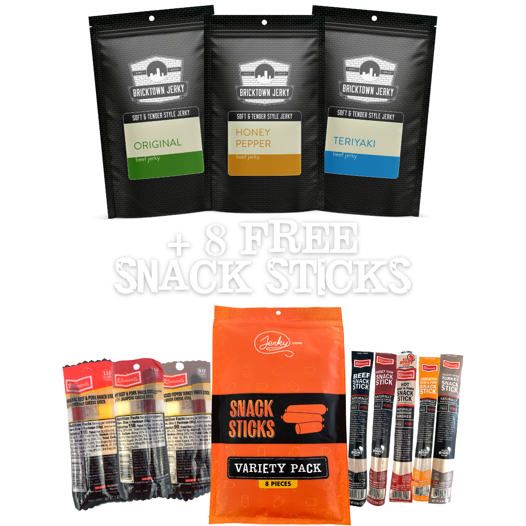 3-Flavor Easier-to-Chew Jerky Bundle + FREE Meat Sticks! by Jerky.com
