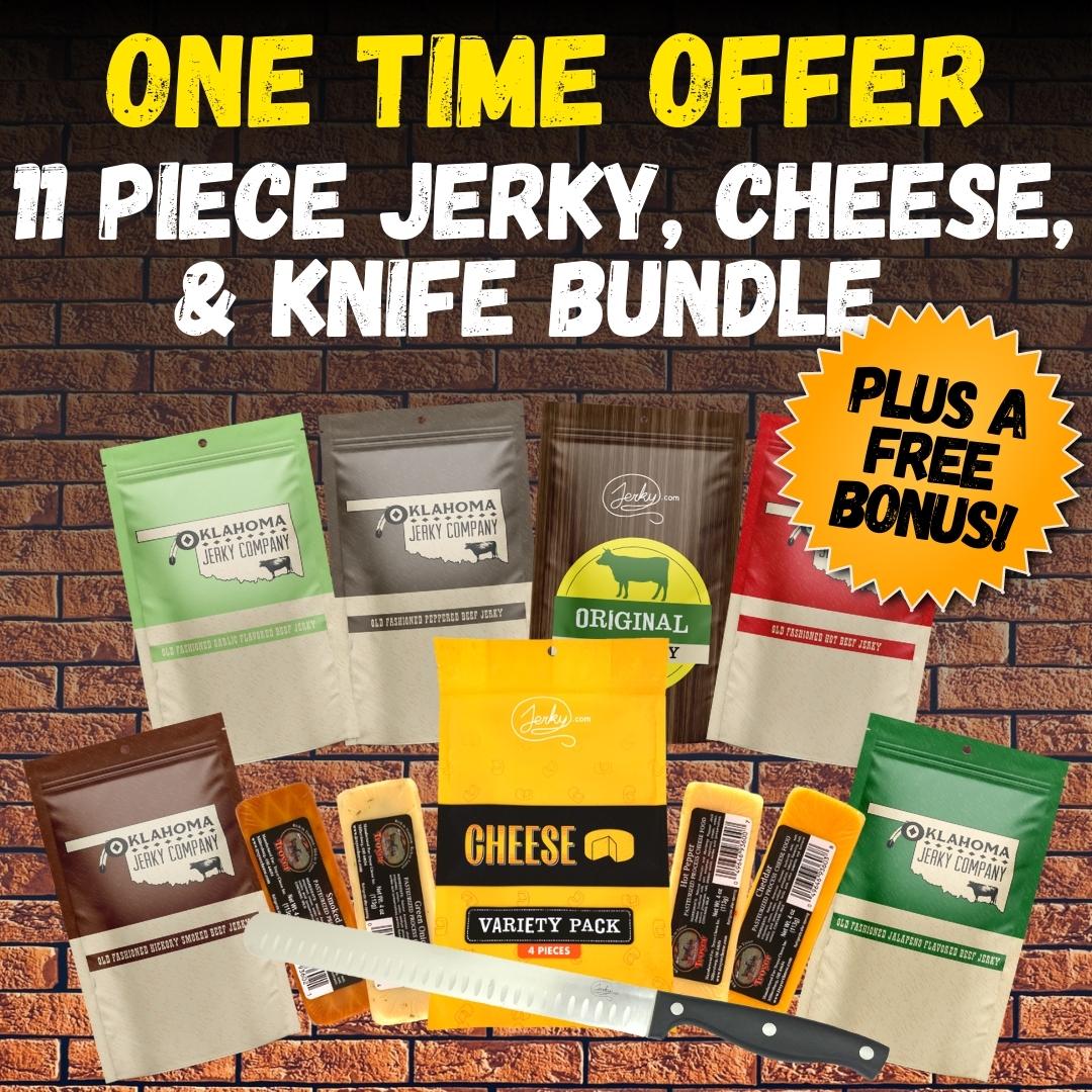 11 pc Tougher-To-Chew Jerky, Cheese, & Knife Bundle by Jerky.com