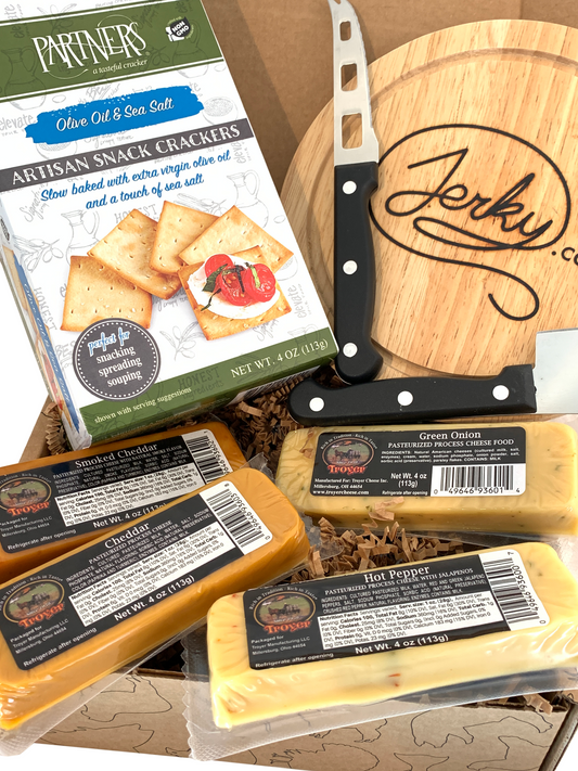 Cheese & Crackers Gift Box with Cutting Board Set by Jerky.com